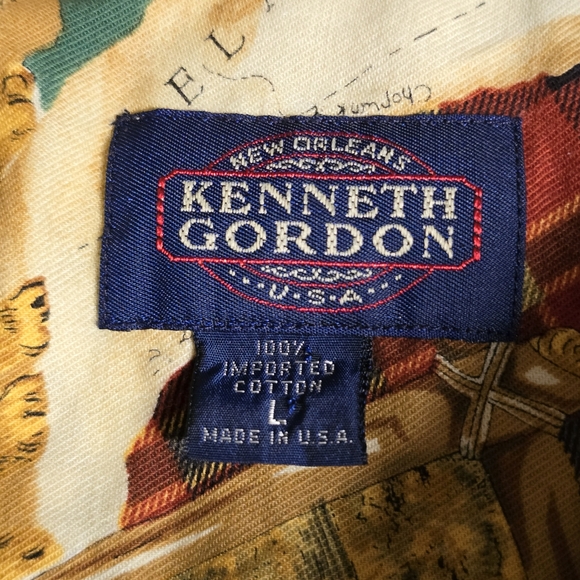 Men's Dress Shirt KSG Kenneth Gordon Printed Long Sleeve Large Delaware Nature - Picture 9 of 10